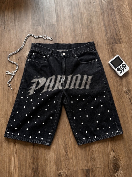 RHINESTONES DENIM SHORTS