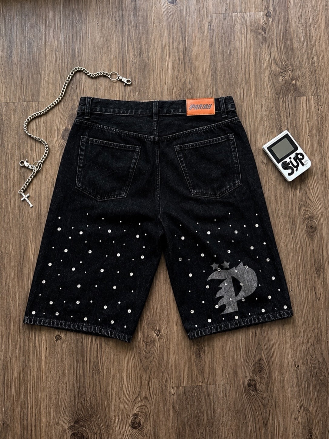RHINESTONES DENIM SHORTS